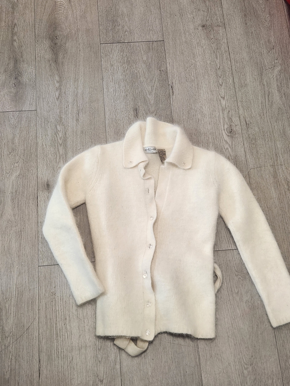 bebe Cream Collared Button-Front Women's Cardigan